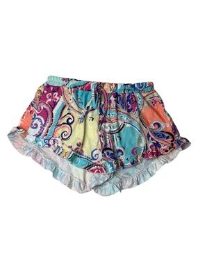 Women's Multicolor Paisley Ruffle Shorts